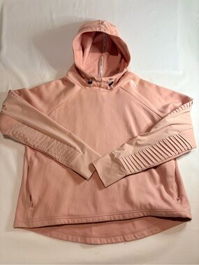 Puma Evostripe Soft Rose Pink Cropped Athletic Hooded Pullover DryCell size L